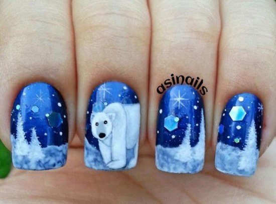 uñas nieve navidad diseños