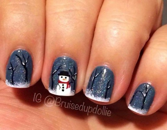 uñas nieve navidad diseños
