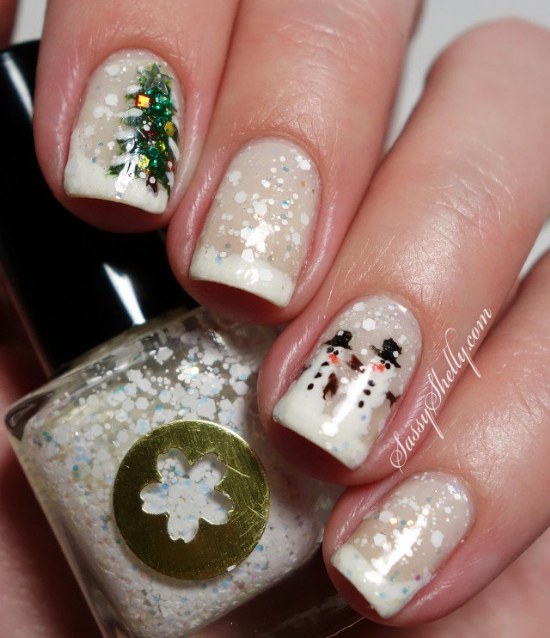 uñas nieve navidad diseños