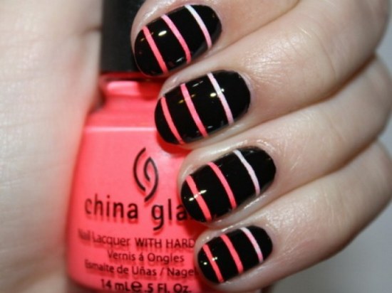 diseños uñas rayas manicure