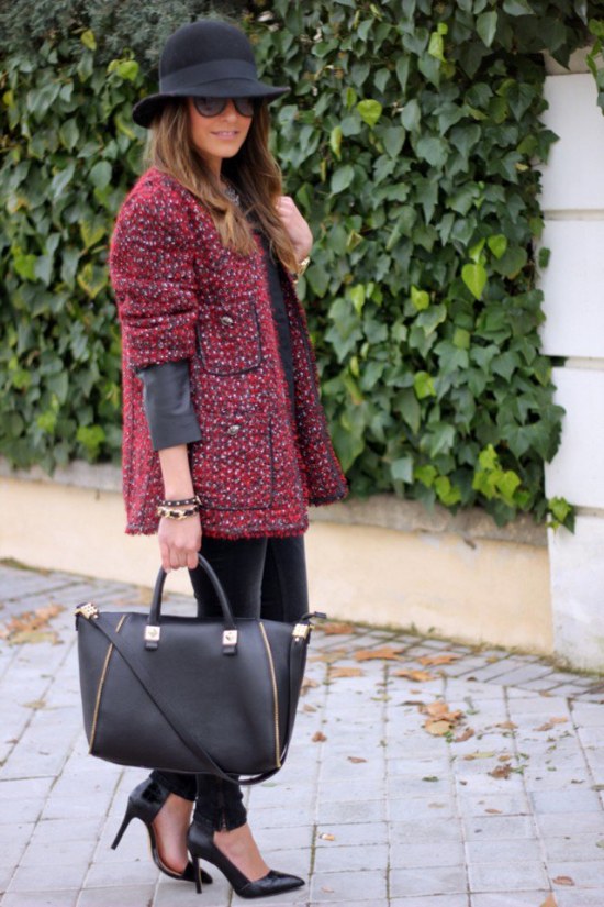 abrigos tela tweed lana