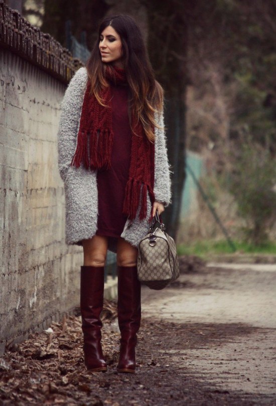 ropa color borgoña moda invierno