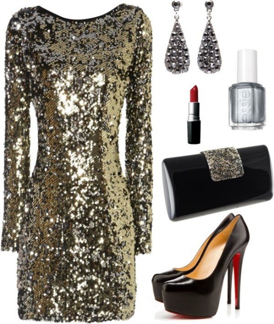 vestidos brillantes lentejuelas polyvore navidad