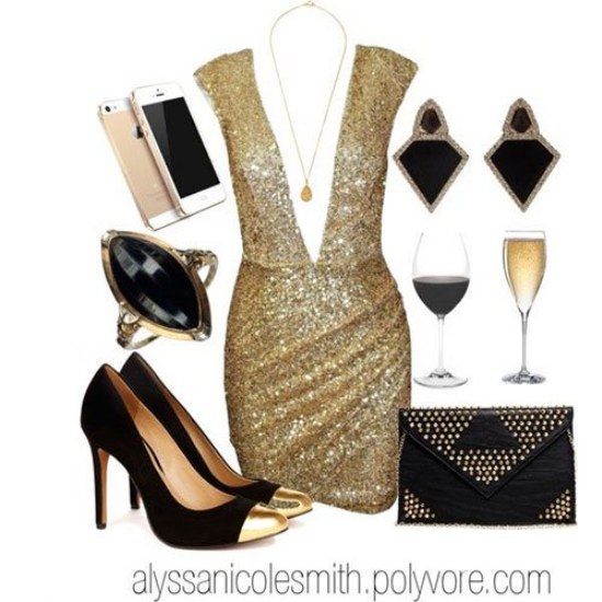 vestidos brillantes lentejuelas polyvore navidad