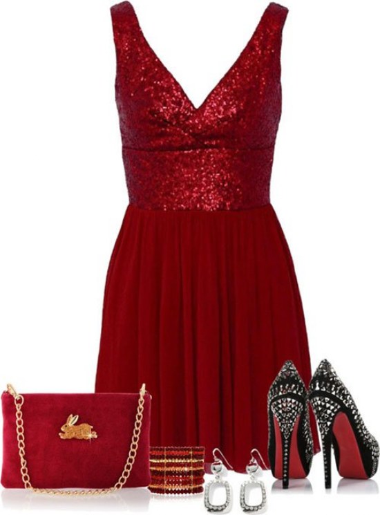 vestidos brillantes lentejuelas polyvore navidad