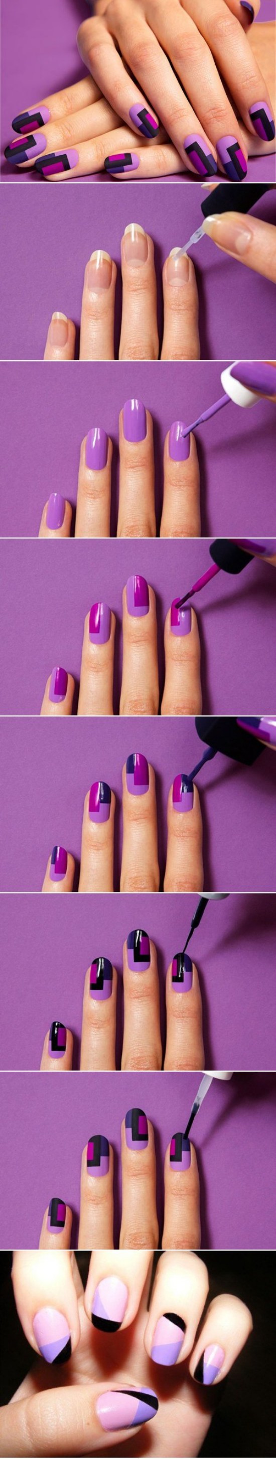 uñas de bloques cuadros diseños