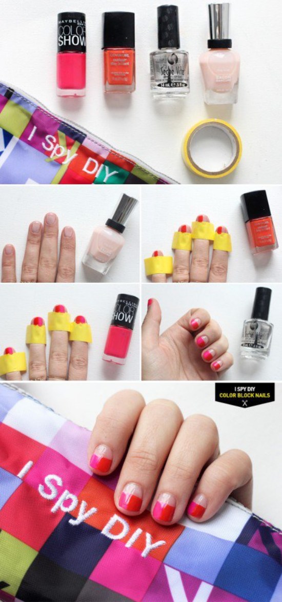 uñas de bloques cuadros diseños