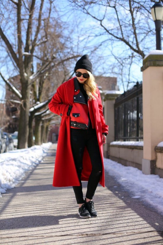 abrigos color rojo moda invierno