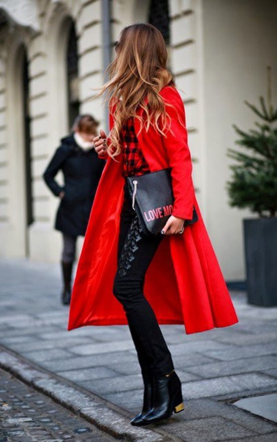 abrigos color rojo moda invierno