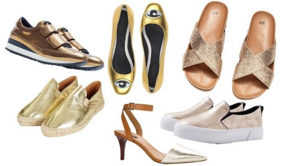 zapatos dorado moda outfits