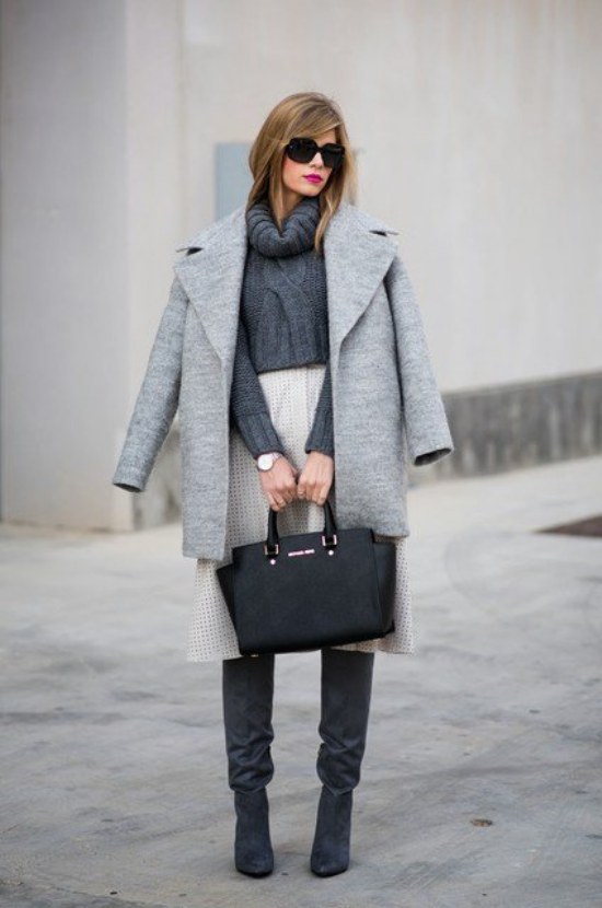 ropa color gris moda invierno