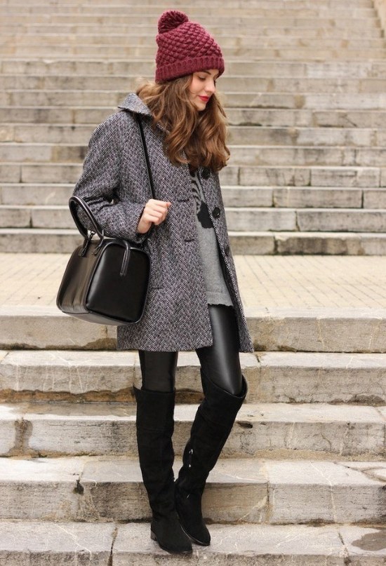 ropa color gris moda invierno