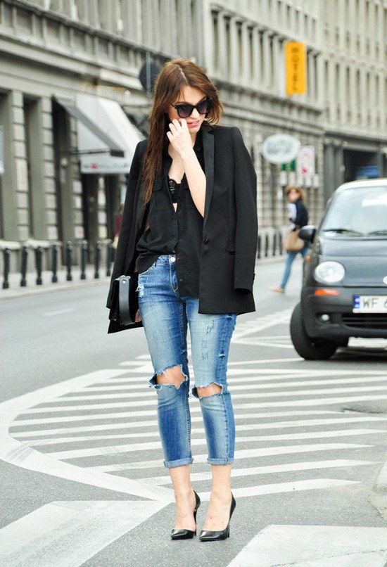 outfits con blazer negro