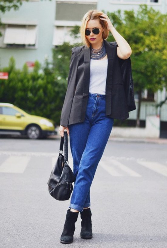 outfits con blazer negro