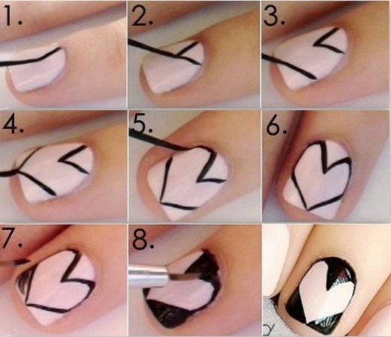 uñas diseños corazones