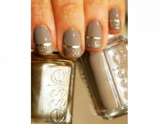 uñas diseños rayas dorado