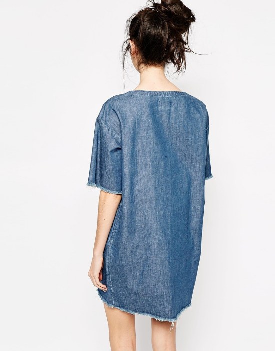 vestido denim jean moda primavera