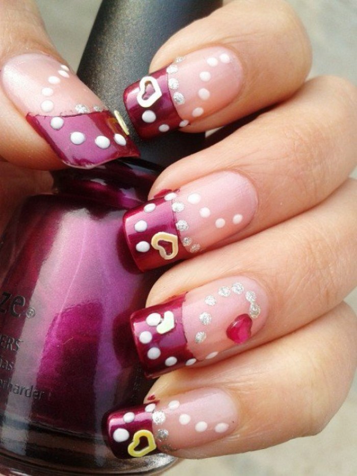 uñas corazones valentin