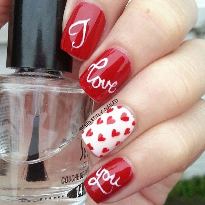 uñas corazones valentin