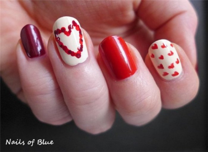 uñas corazones valentin