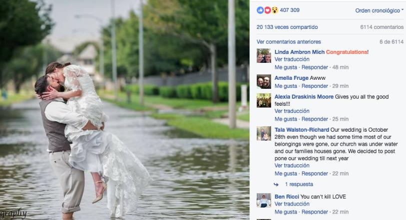 La boda que ni el huracán Harvey detuvo