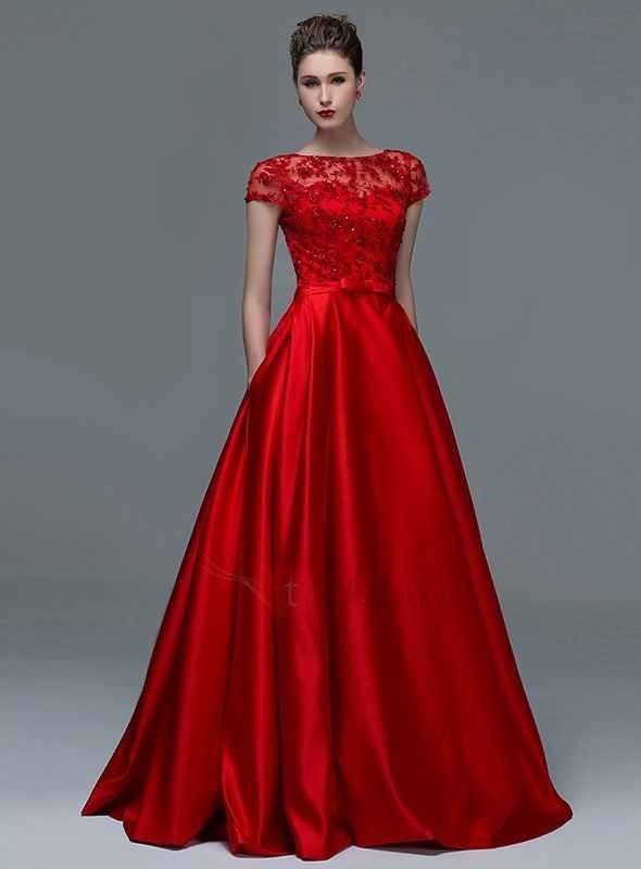 vestidos de moda color rojo elegante