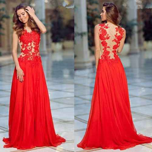 vestidos de moda color rojo elegante