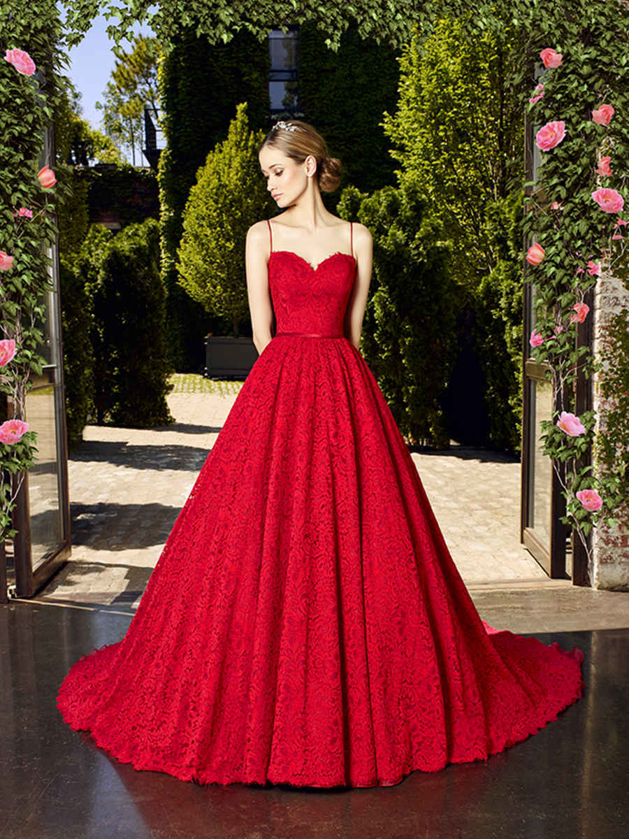 vestidos de moda color rojo elegante
